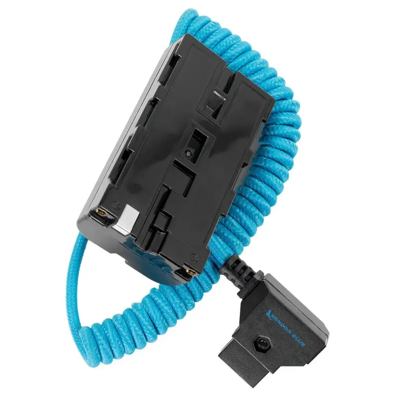 Kondor Blue Coiled D-Tap to Sony L-Series Dummy Battery Cable