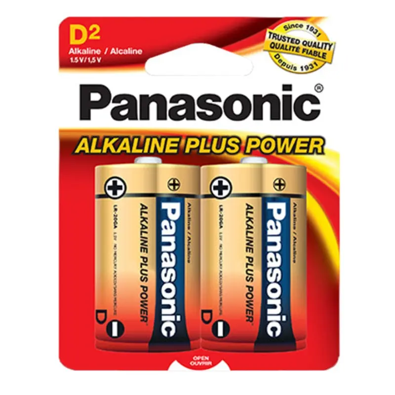 Panasonic Alkaline Plus D Batteries - 2 Pack