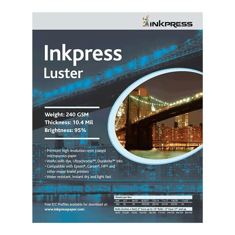 Inkpress 4" x 6" Luster 240GSM Photo Paper - 1,000 Sheets