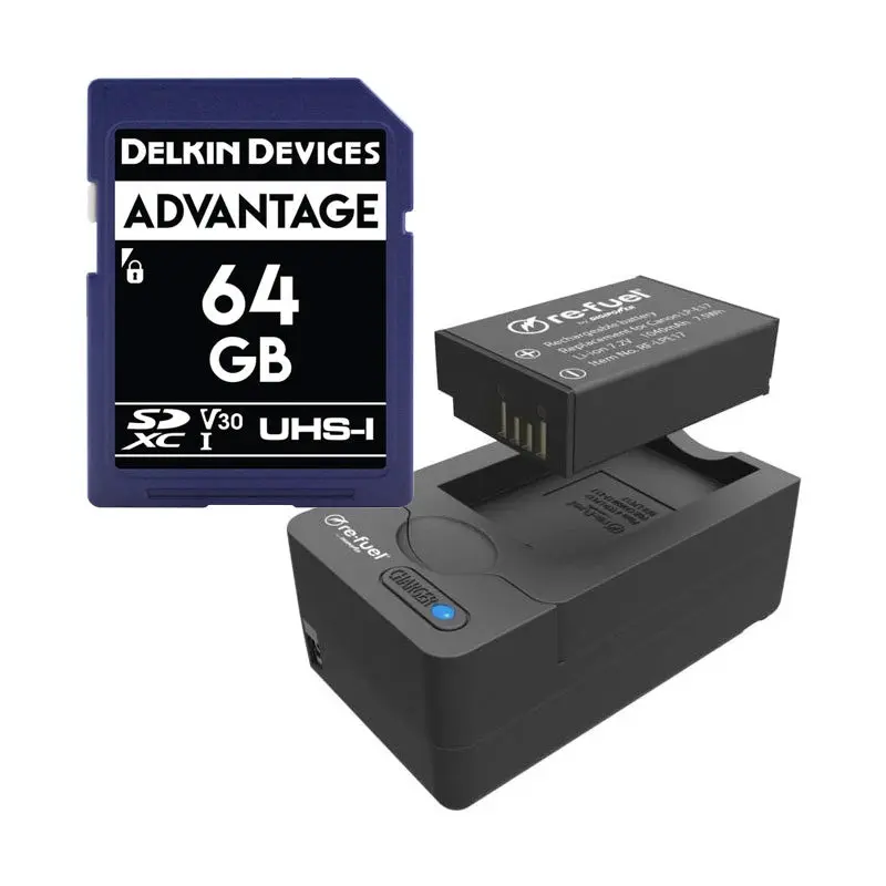 Re-Fuel LP-E17 Kit and Delkin Advantage 64GB SDXC Memory Card