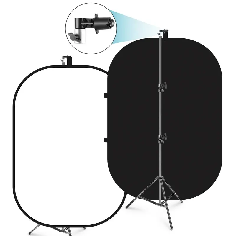NEEWER 1.5x2m/5x7ft 2-in-1 Collapsible Backdrop  Kit with Stand