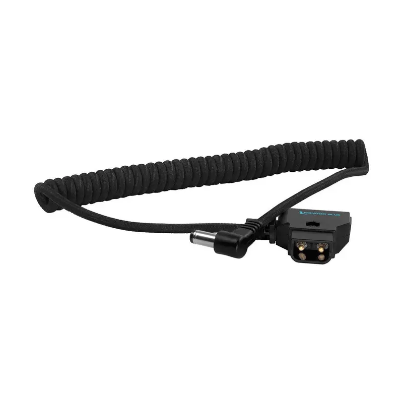 Kondor Blue Coiled 16 to 32" D-Tap to 5.5 x 2.5mm DC Right Angle Cable (Black)