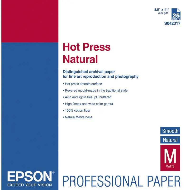 Epson Hot Press Natural Smooth Paper 8.5x11 (25)