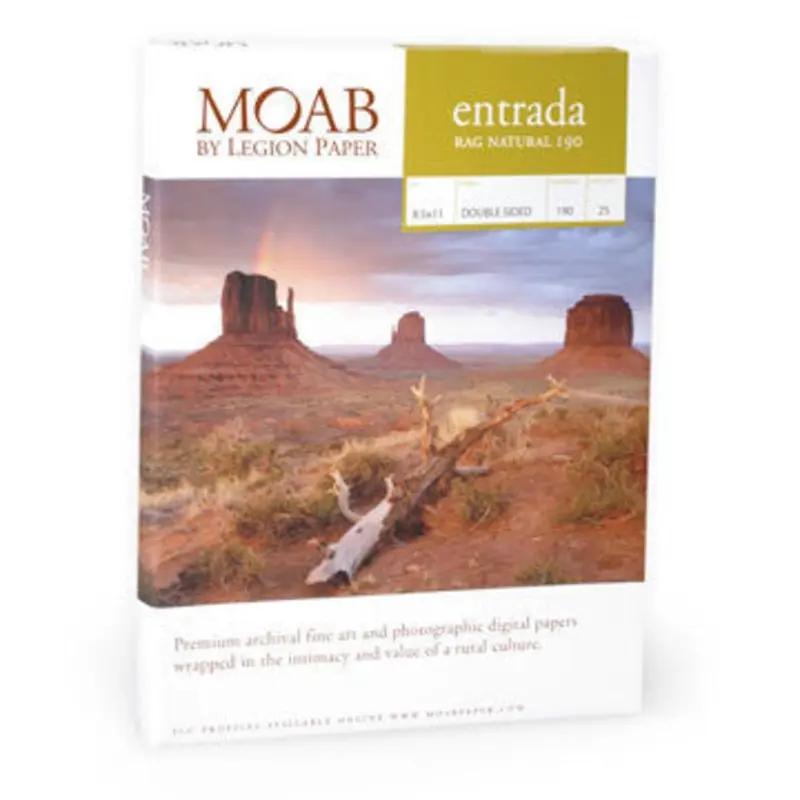 Moab Entrada Rag 190 Natural 5x7 - 25 Scored Cards