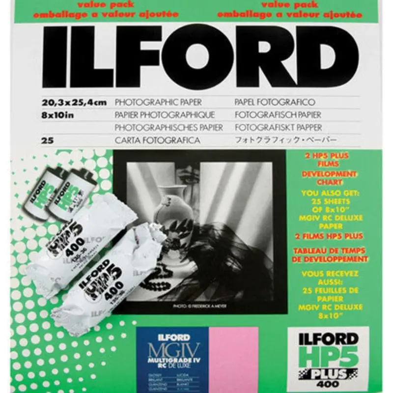 Ilford MG IV RC Glossy B&W Paper with 2 Rolls HP5 Film Value Pack