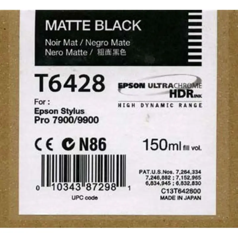 Epson T642800 7900/7890/9890/9900 Ultrachrome HDR Ink 150ml Matte Black