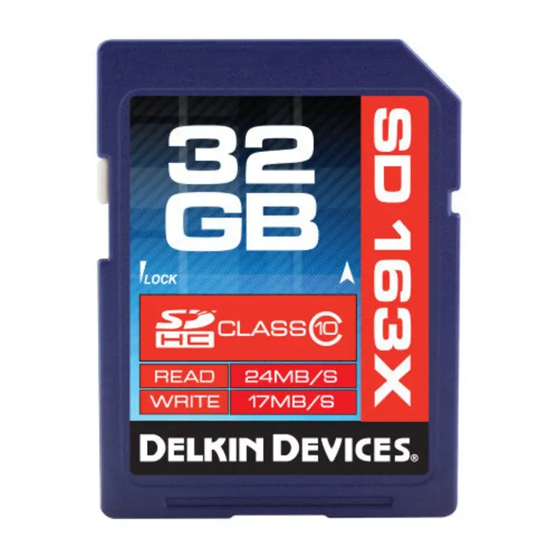 Delkin 32GB SDHC 163X Class 10 Memory Card