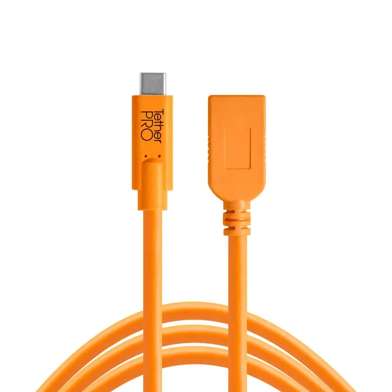 Tether Tools TetherPro USB-C to USB Female Adapter (extender), 15 (4.6m) ORG