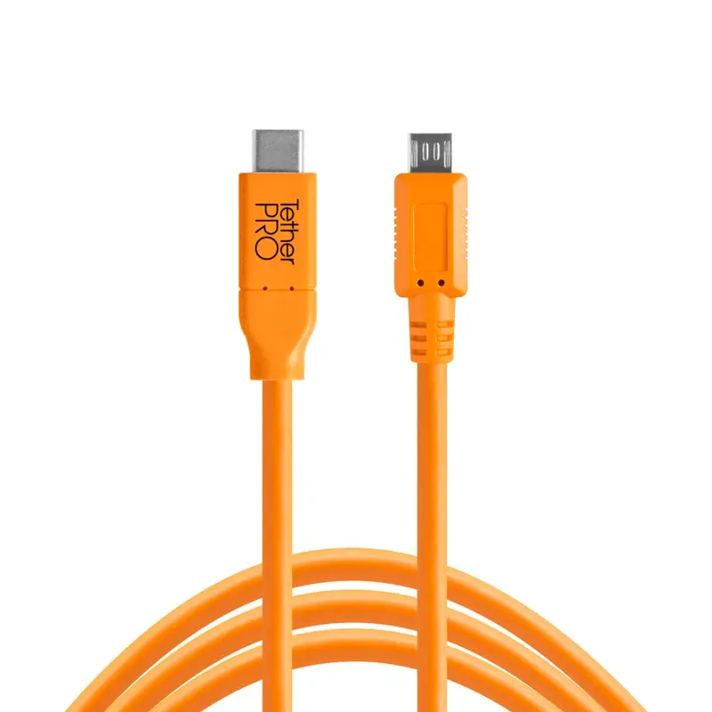 Tether Tools TetherPro USB-C to 2.0 Micro-B 5-Pin, 15 (4.6m) ORG