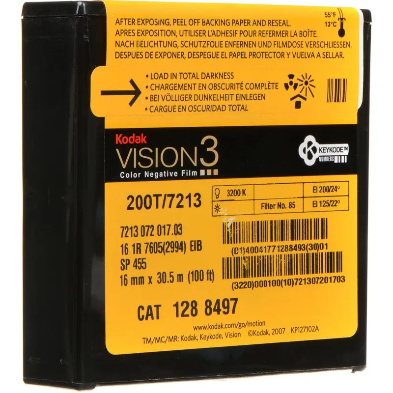 Kodak VISION3 200T Color Negative Film #7213 | 16mm, 100' Roll, Single Perf
