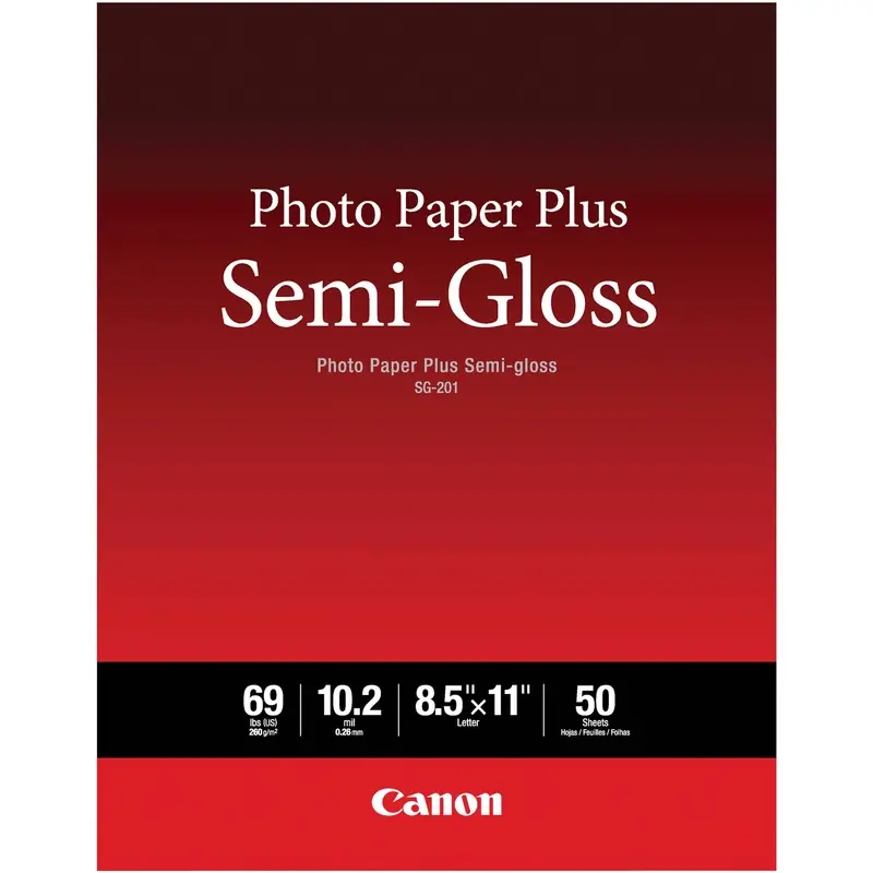 Canon SG-201 Photo Paper Plus Semi-Gloss | 8.5 x 11", 50 Sheets