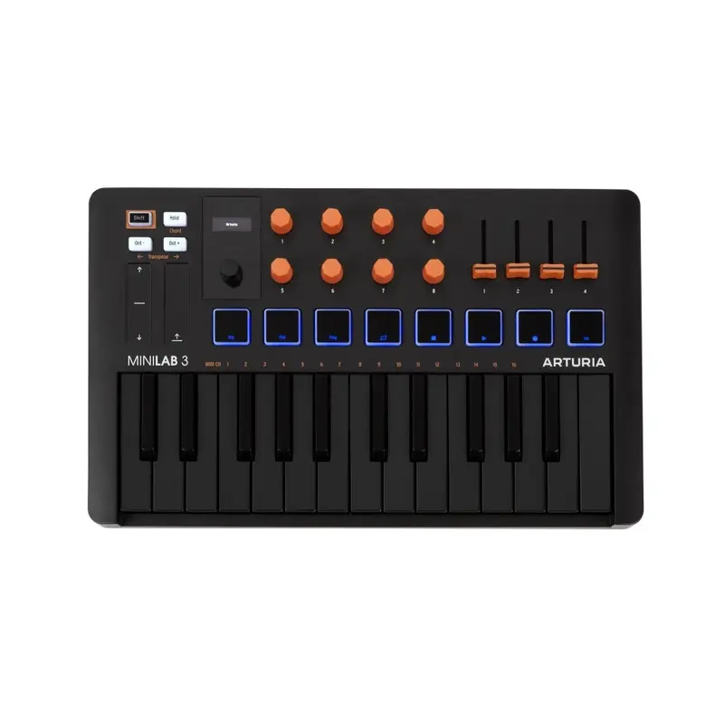 Arturia MiniLab 3 Compact MIDI Keyboard and Pad Controller | Orange and Black
