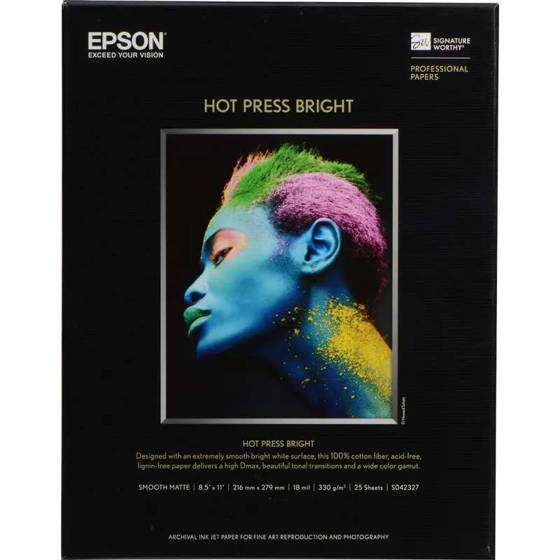 Epson Hot Press Bright Paper | 8.5 x 11", 25Sheets