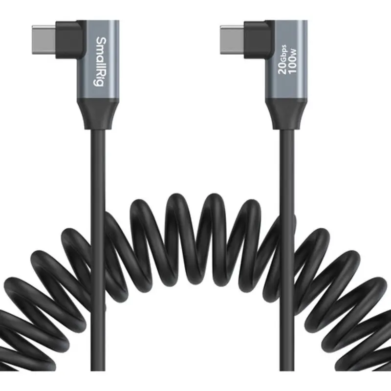 SmallRig USB-C Right Angled-to-Right Angled Coiled Data Cable | 13.8"