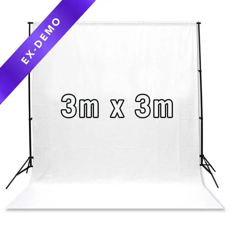 White 3m x 3m Cotton Muslin Studio Photography Video Backdrop (Demo Stock)