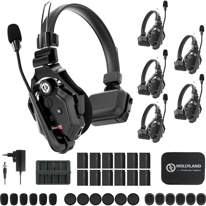 Hollyland Solidcom C1-6S Full-Duplex Wireless DECT Intercom System with 6 Headsets