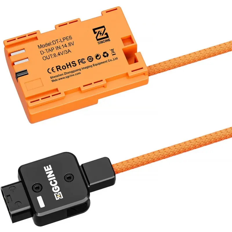 ZGCINE D-Tap to Canon LP-E6 Dummy Battery with Braided Wire (60 cm)
