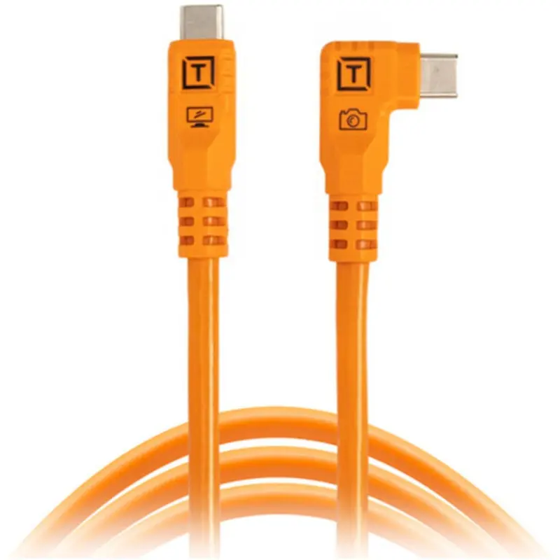 Tether Tools TetherPro Optima USB-C Cable (10'/3m, High-Visibility Orange, Right-Angle)