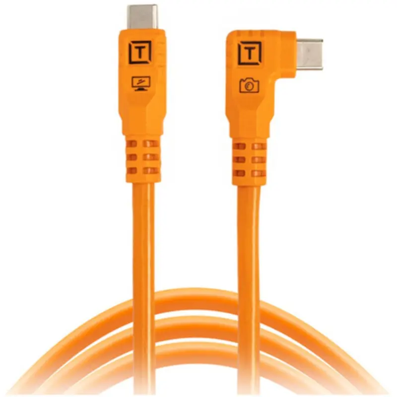 Tether Tools TetherPro Optima USB-C Cable (6'/1.8m, High-Visibility Orange, Right-Angle)