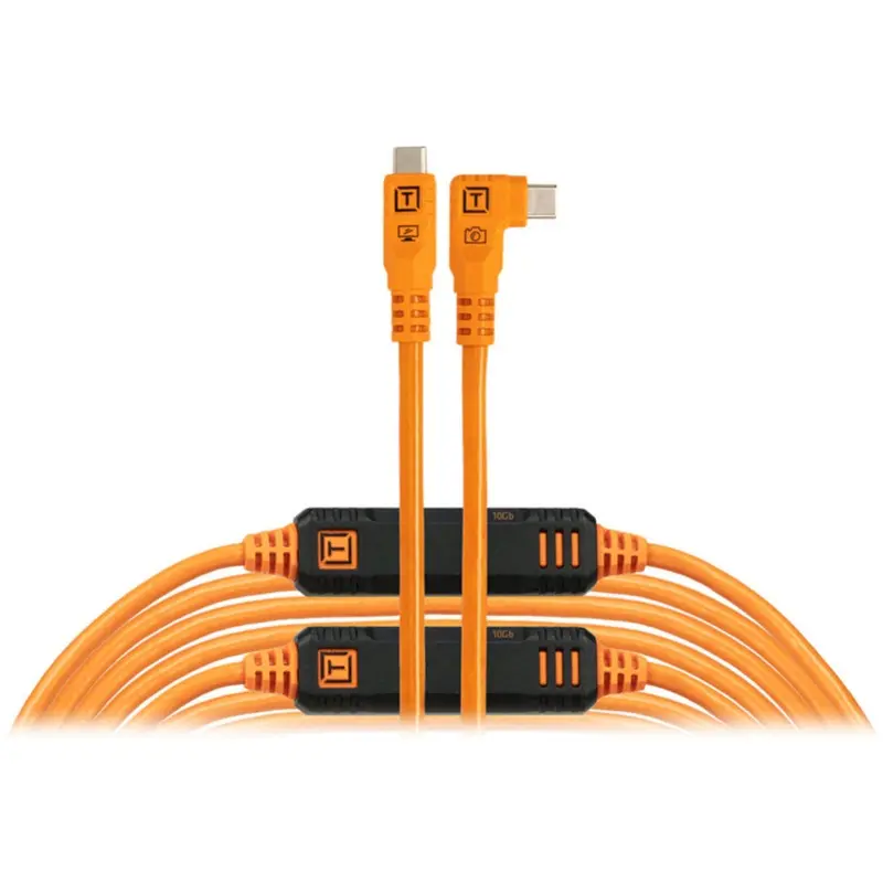 Tether Tools LeverLock & Optima Cable Kit (31', High-Visibility Orange, Right-Angle)