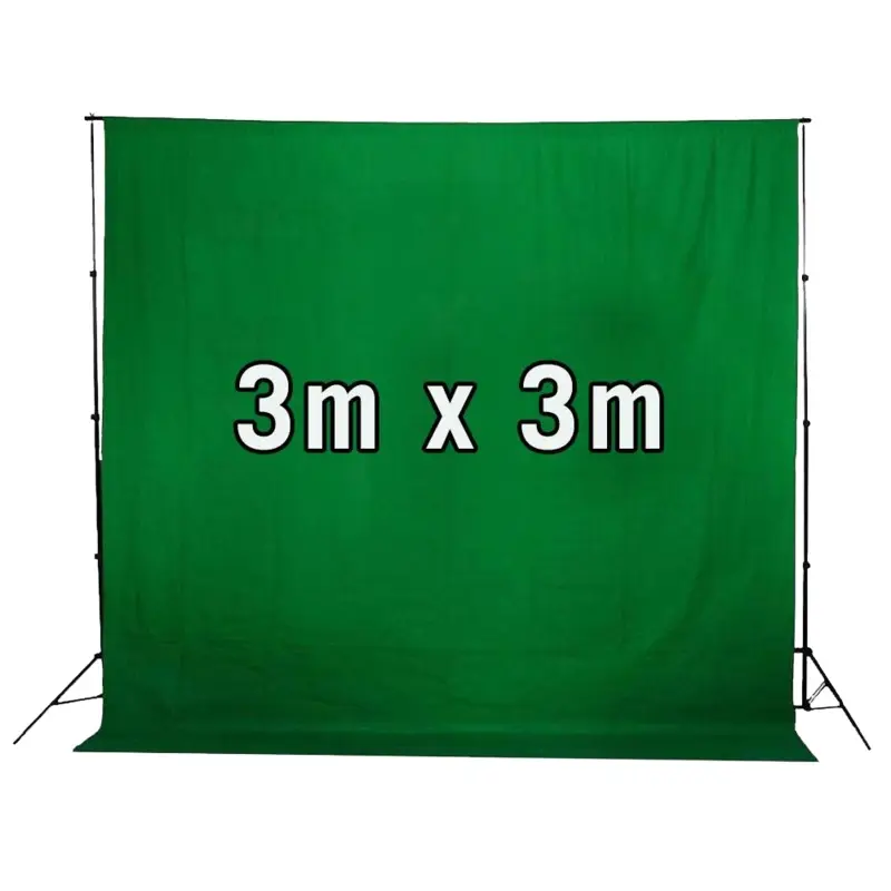Chroma Key Green Screen 3m x 3m Cotton Muslin Backdrop