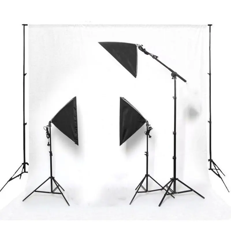 Hypop Triple Rectangle Softbox Boom Arm Kit (Includes: Backdrop Stand & Muslin)