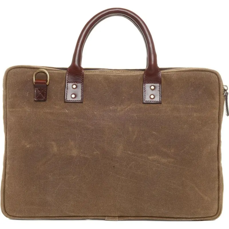ONA The Kingston Laptop Briefcase Waxed Cotton - Field Tan (ONA040RT)