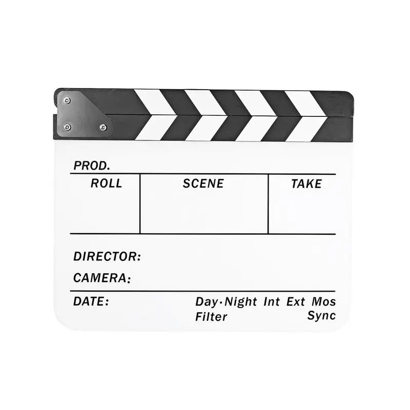 Directors Acrylic Production Slate Clapperboard (Black and White)