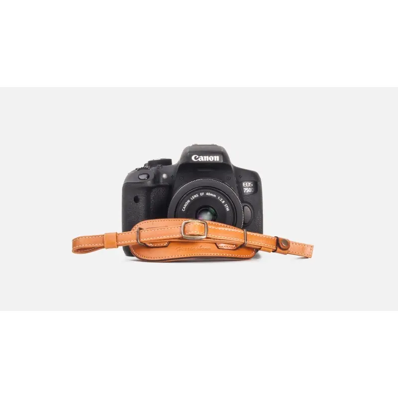 Herringbone Heritage DSLR Leather Camera Wrist Strap - Camel Brown