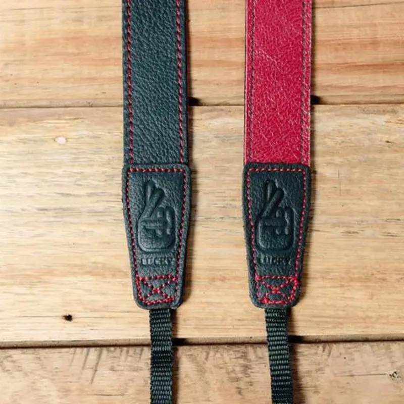 Lucky Straps Slim 30 Leather Camera Strap - CONTRAST Black/Wine