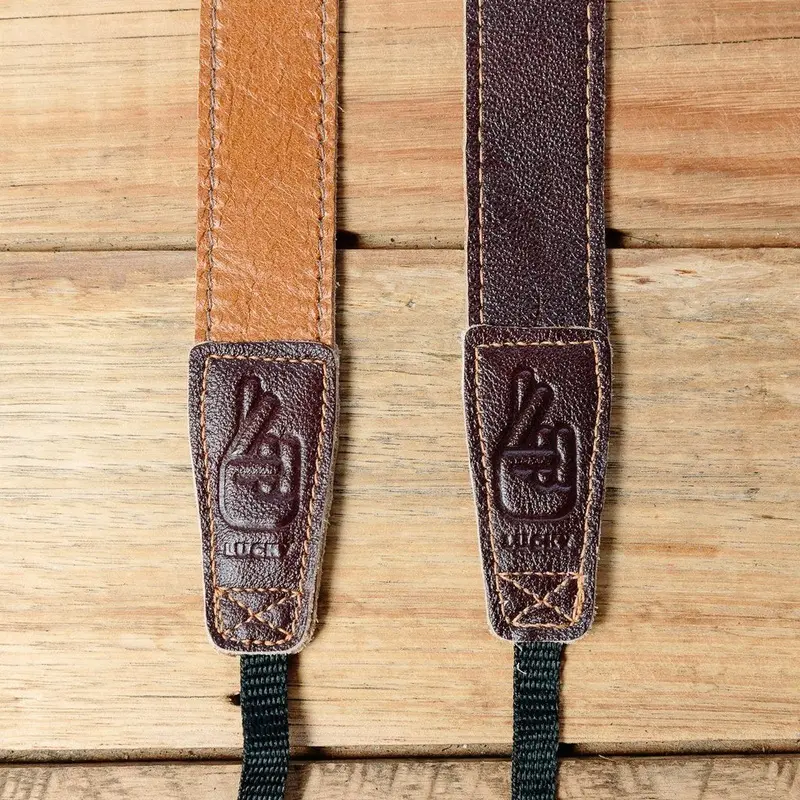 Lucky Straps Slim 30 Retro Leather Camera Strap - Caramel/Dark Brown