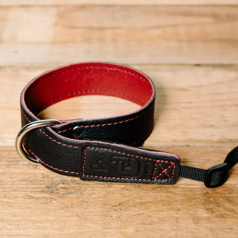 Lucky Straps Leather Camera Wrist Strap - Black/Wine