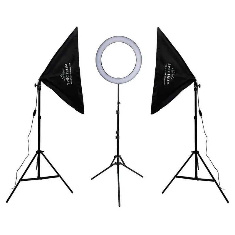 19" Ring Light Make Up & Beauty Pro Softbox Lighting Studio Kit - Gold Luxe II
