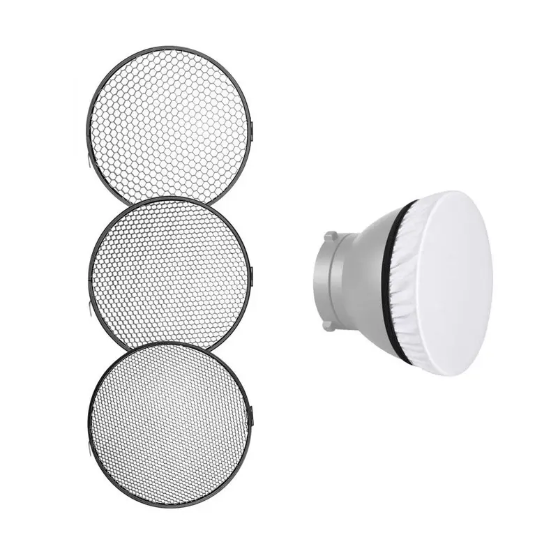 Honeycomb Grid Set (20, 40, 60) With Diffuser Cover for 7" Reflector
