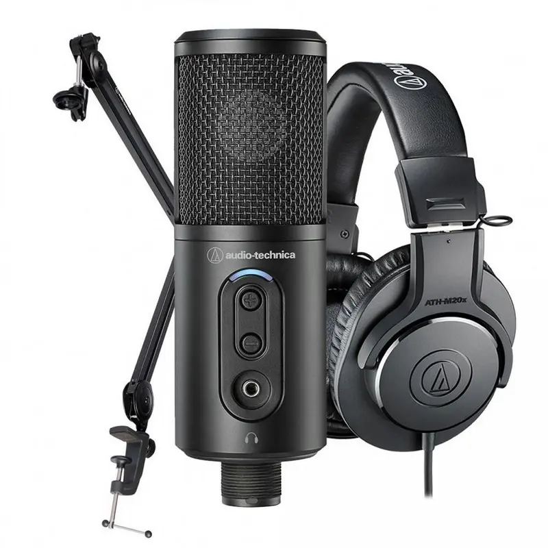Audio Technica Content Creator Pack with Microphone, Headphones & Desk Boom