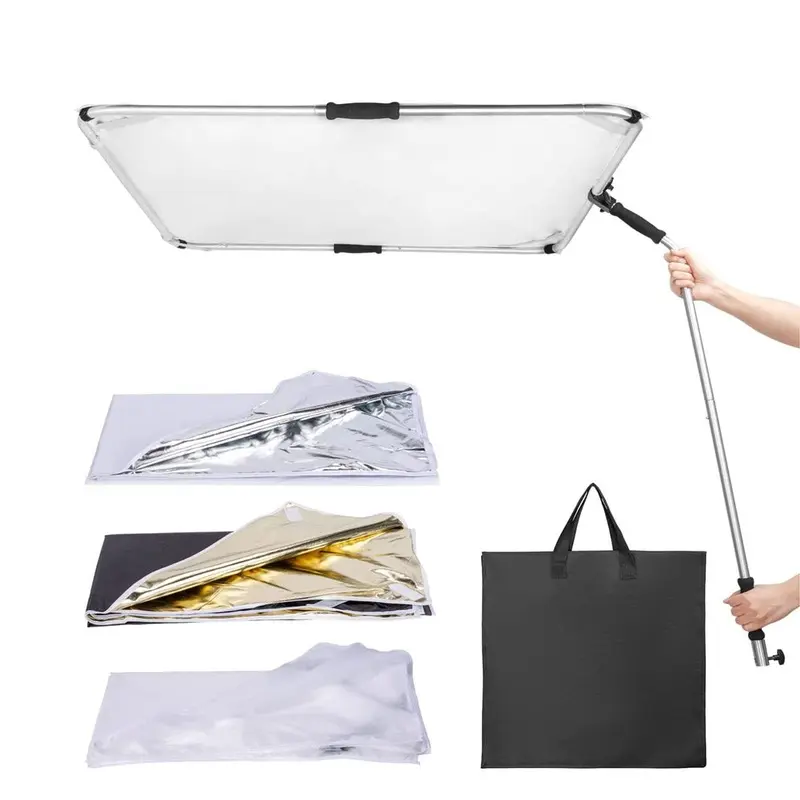 5 in 1 Square Metal Flag Panel Reflector Set with Boom Arm (100cm x 100cm)