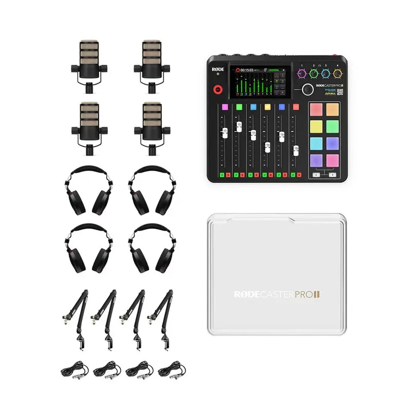 Rode Ultimate 'Quad Pod' Complete RodeCaster Pro II Four Person Podcaster Kit - Bundle