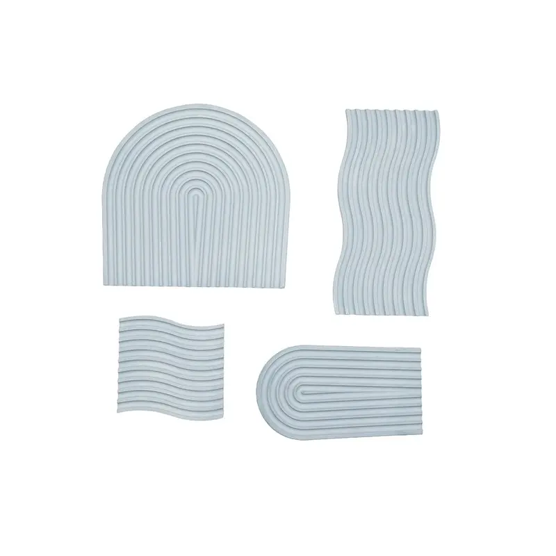 Grooved Arch Wave Photography Styling Handmade Plaster Props - 4 Pack (Blissful Blue)