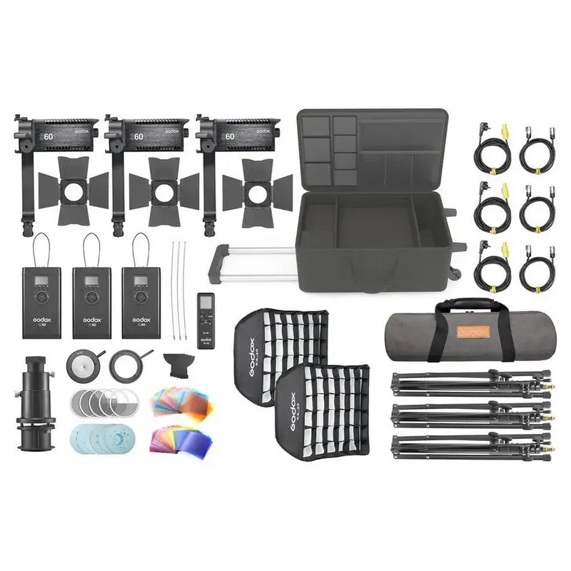 Godox S60Bi Focusing LED Bi-Colour 3 Head Continuous Lighting Kit