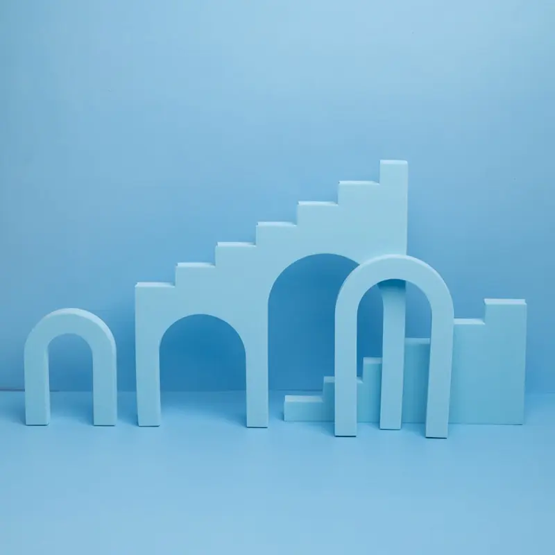 4 Piece Geometric Foam Styling Prop Set for Photography (Calypso Blue)