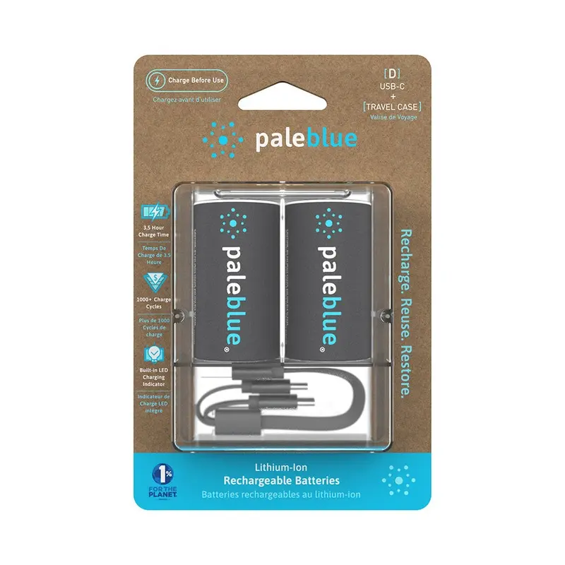 PaleBlue D Lithium Ion USB-C Rechargeable Batteries (2 Pack)