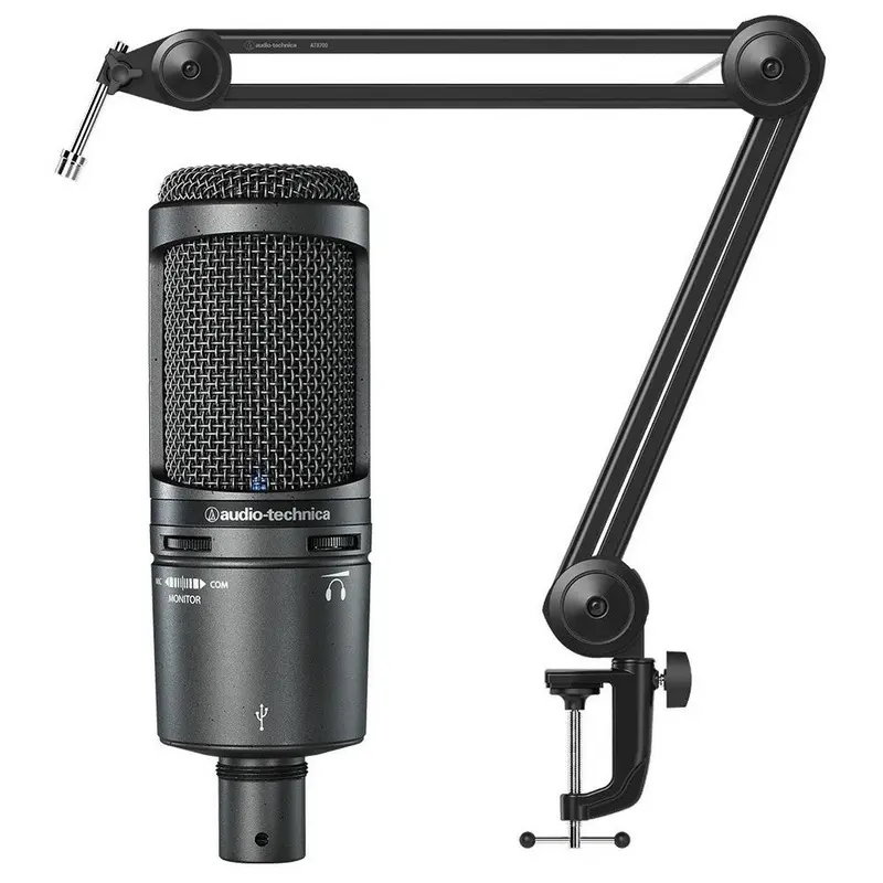 Audio Technica AT2020USB+ USB Condenser Microphone w/ Boom Arm - Bundle