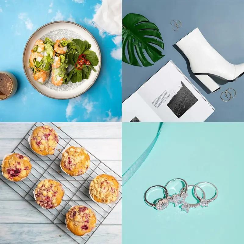 Flat Lay Instagram Backdrop (56cm x 87cm) - Blue - Bundle